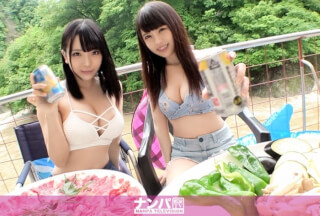 200GANA-2323 マジ軟派、初撮。 1509 大雨で濁流の流れるキャンプ場に佇む女子2人組をナンパ！宿に連れ込み水着姿でじゃれ合えば…？ムチムチ巨乳とスレンダー美乳の共演！互いの姿に恥じらいながらも快感の4Pセックス！