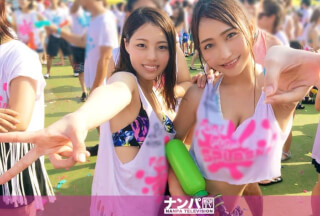 200GANA-2143 ファ●ファ●スプラッシュナンパ！ パリピの集まるずぶ濡れフェス！ノリよく過ごせばギャルと飲める！車で送るよとホテルに連れ込めば…その後は水着でツイスター！？ヤリマンギャルと浮気初心者、大学生2人組は互いのSEXに興味津々の巻【4P乱交】