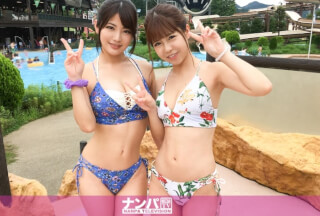 200GANA-2135 プールナンパ 25 プールで出会った看護学生2人組！帰りの車で疲れて眠っているうちにホテルへGO！警戒しつつも気が付けば水着姿で4Pセックス！