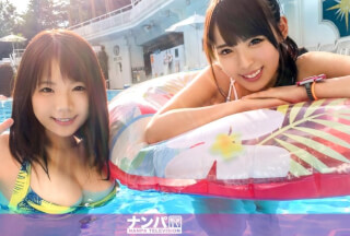 200GANA-1831 【プールナンパ！】顔面偏差値高すぎの美乳＆巨乳OL2人組！仕事のストレス発散するかのごとく、肉欲全開4P乱交SEX！ (雨宮凜 黒居ろく)